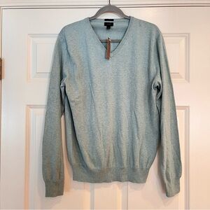 NWT J Crew Men’s Slim Cotton Cashmere V-Neck Sweater Size Medium Seafoam 49923
